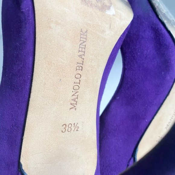Vintage Manolo Blahnik Royal Purple Suede Classic Heels 38.5 - Picture 12 of 12